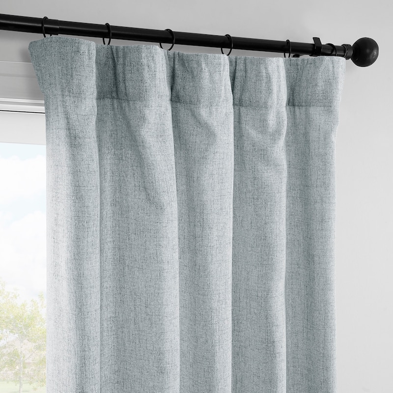 Exclusive Fabrics Farm Town Textured Faux Linen Semi Sheer Curtains (2 Panel) Window Curtains