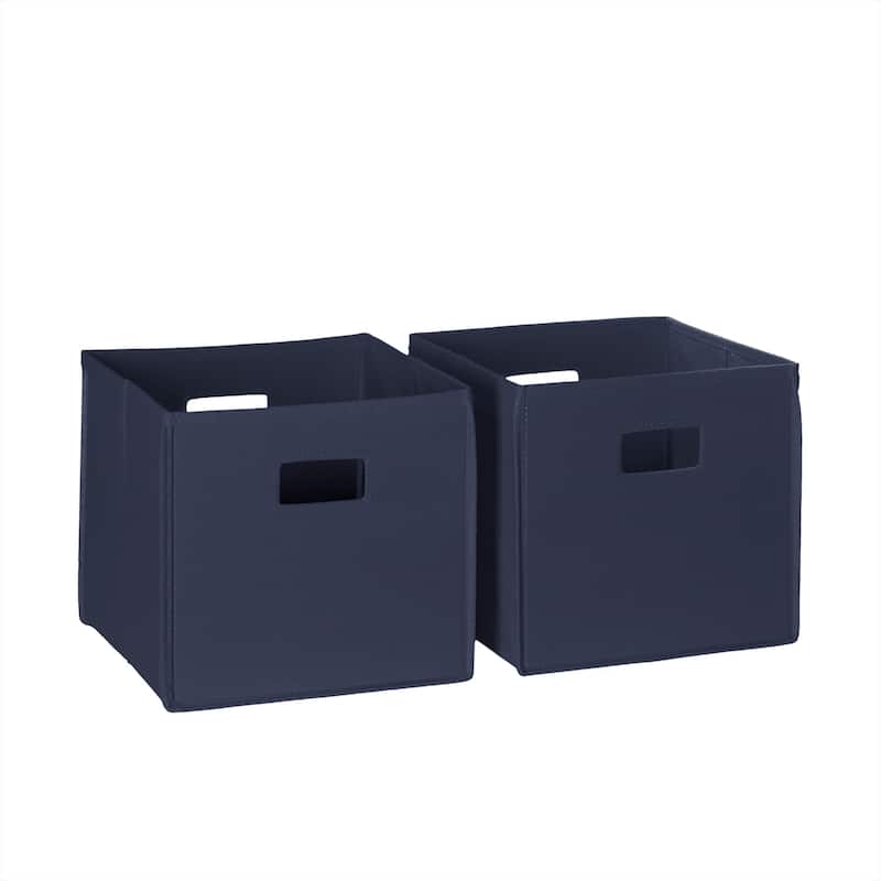 RiverRidge Kids 2pc Fabric Collapsible Storage Cube Organizers with Handles for Playroom Organization - Navy