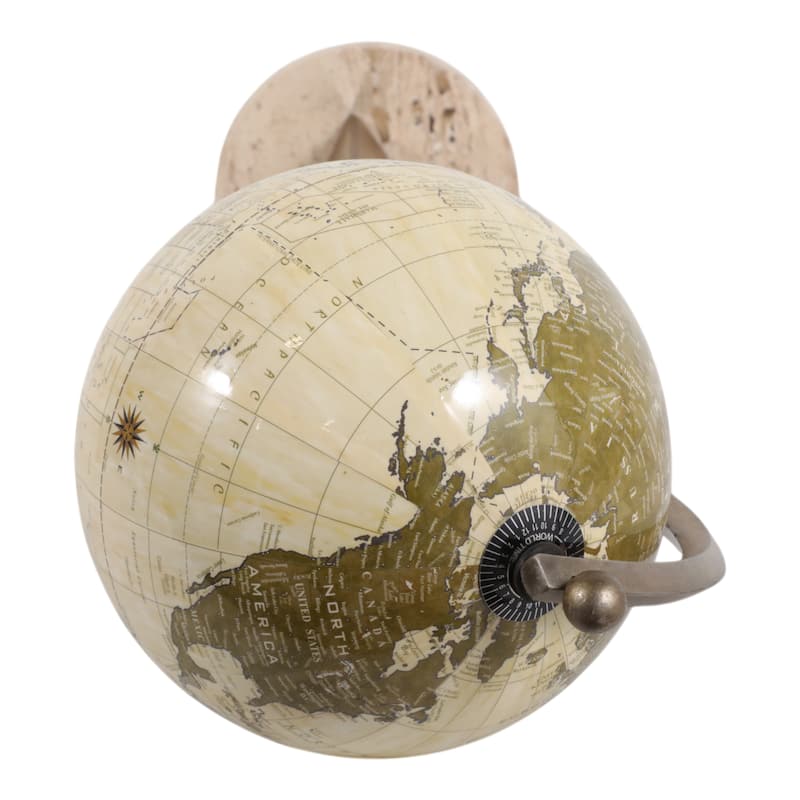 Decorative Tall Globe Statue with Sculpture Base - 30", Bronze - 30.0"