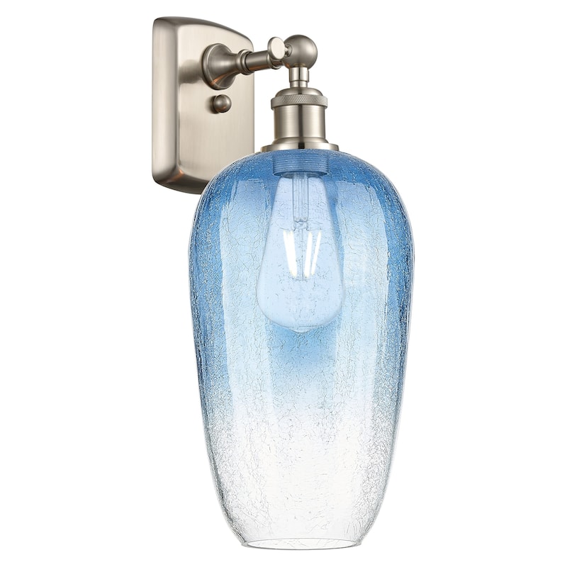 Innovations Lighting 516-1W-16-7 Brookhaven Flute Sconce Brookhaven - Brushed Satin Nickel / Sapphire Blue
