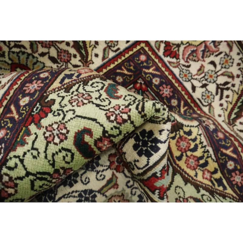 Hand Knotted Oriental 100% Wool Carpet Traditional Geometric Beige & Ivories Tabriz Area Rug - 11' 3'' X 8' 2''