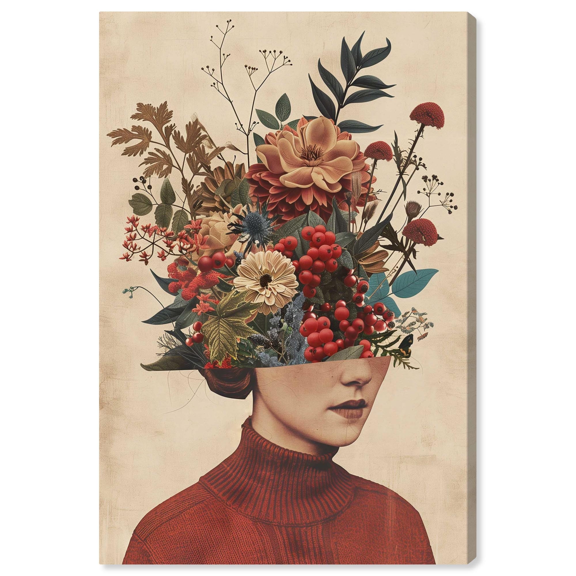 Vintage Floral Thought II Canvas Floral Collage Wall Art by Art Remedy, Gallery Wrapped