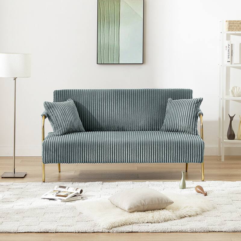 Ouyessir Upholstered Loveseat, Tufted Back Couch, Accent Armchair with 2 Pillows