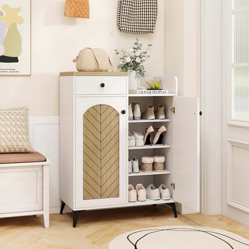 Costway 6-Tier Shoe Cabinet with Drawer 6 Removable Shelves - See Details