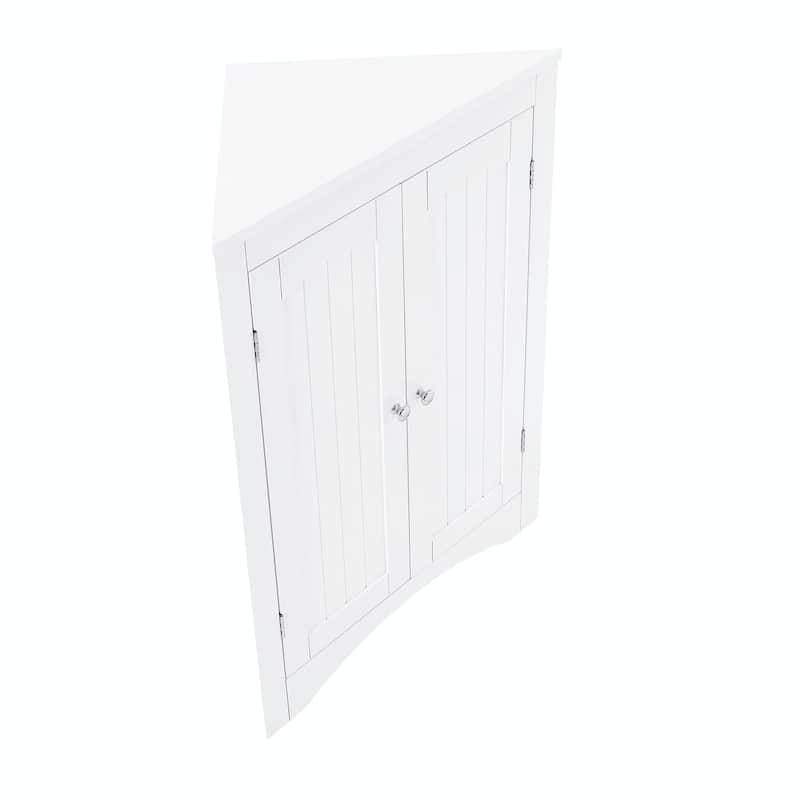 Corner Cabinet with Doors & Shelves: Ideal for Bathroom, Kitchen, or Living Room. Stylish Free-Standing Storage