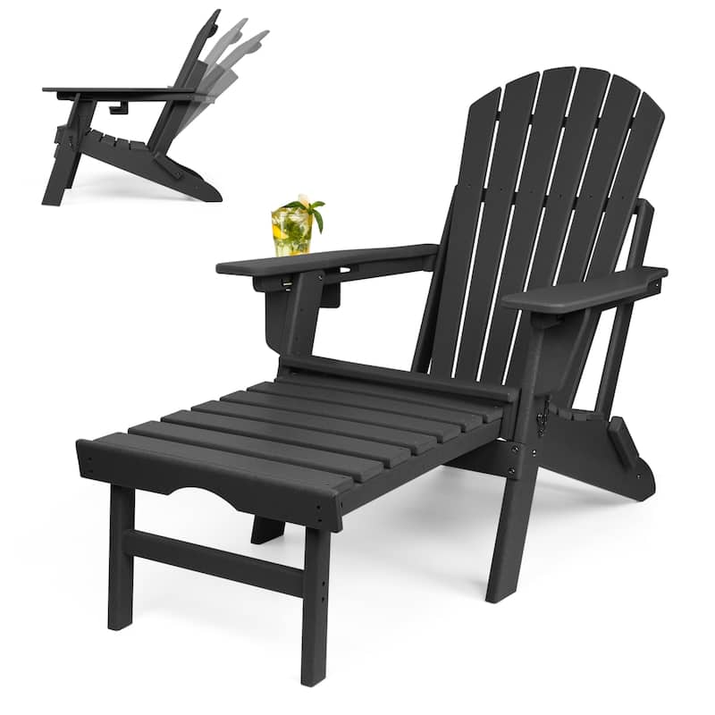 Vrakae Folding and Adjustable Adirondack Chair with Ottoman