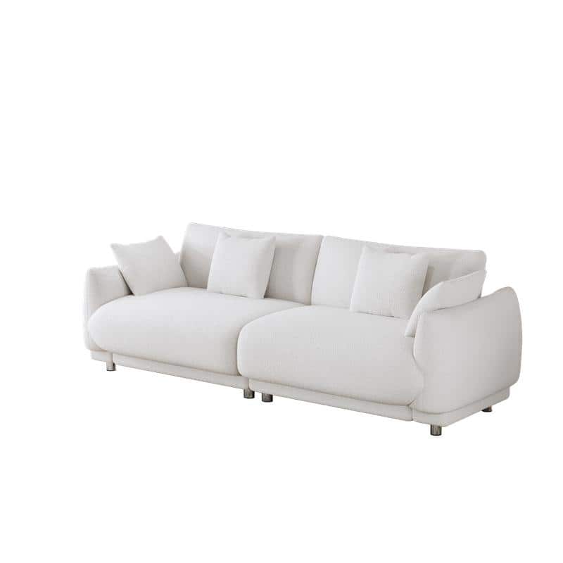 Modern Style 86.6" Teddy Velvet Upholstered Water Chestnut Sofa