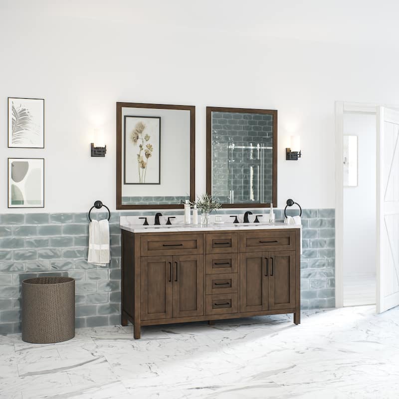 OVE Decors Tahoe 60 in. Almond Latte Vanity with 2 Mirrors included