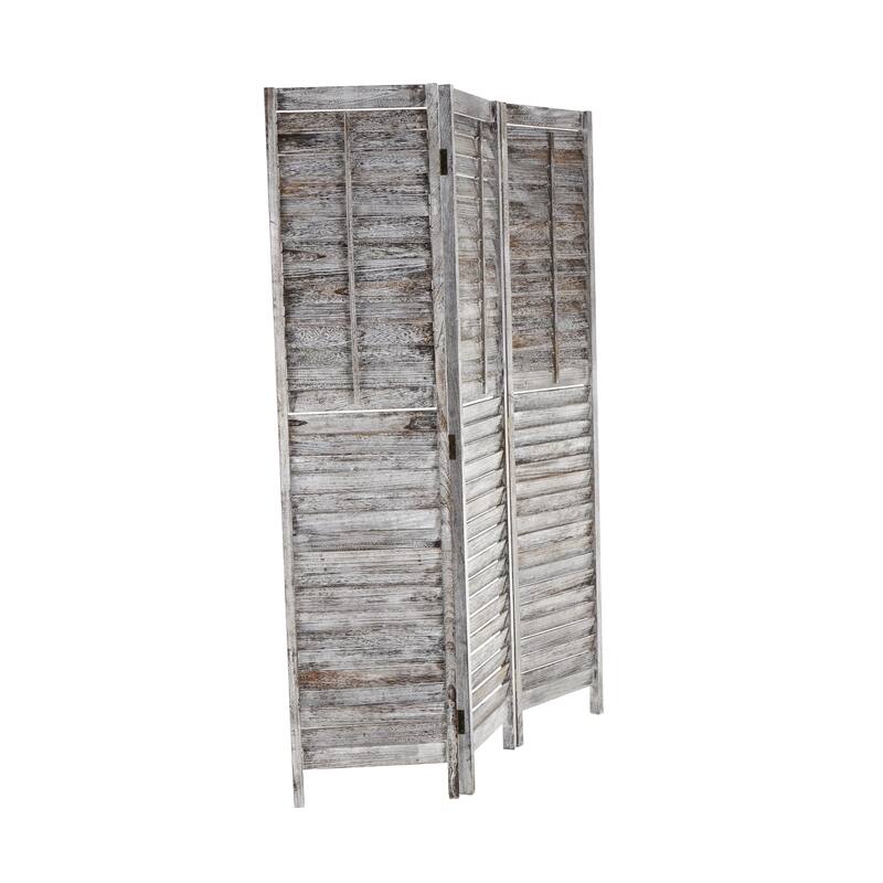 Arched Slatted Wood Base or Wood Distressed Shuttered and 3 Panel Room Divider - Brown, Dark Brown or Grey - Roche River Décor