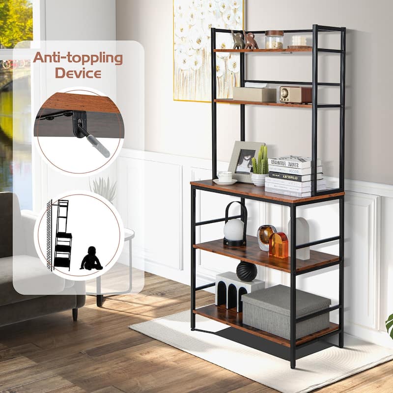 Gymax 5-Tier Kitchen Bakers Rack Microwave Stand Utility Storage Shelf