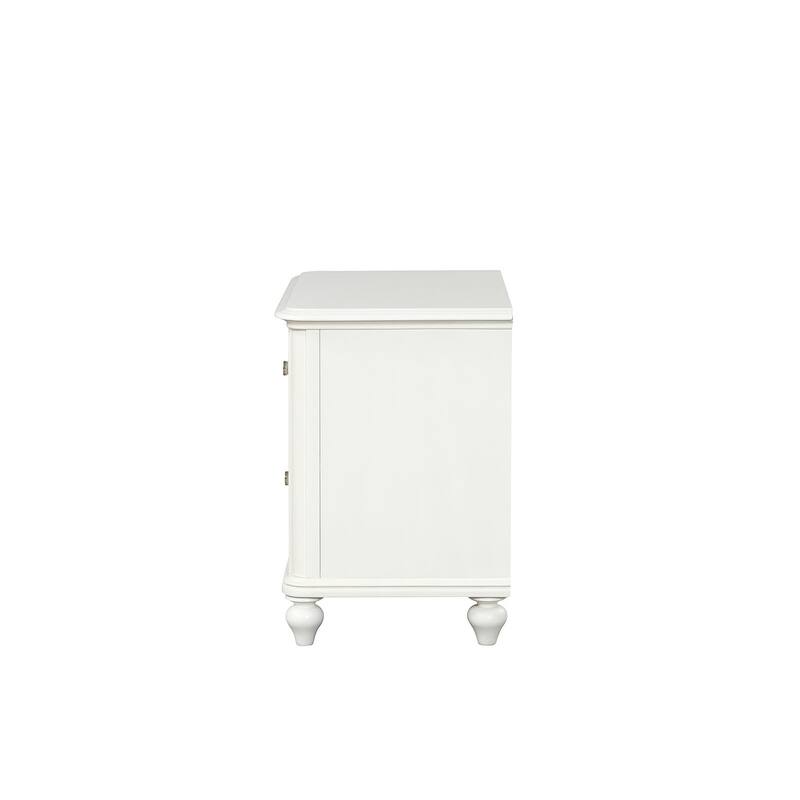 Coastal Style Nightstand - Antique White Finish with Dovetail Drawers