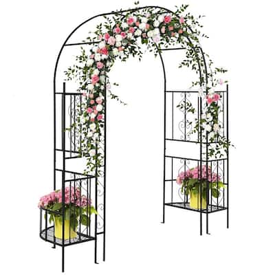 7' H Metal Outdoor Arbor With Screen