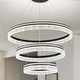 preview thumbnail 30 of 33, Round LED Crystal Chandelier Ring Dimmable Pendant Light Fixture 15.7+23.6+31.5 in - Black