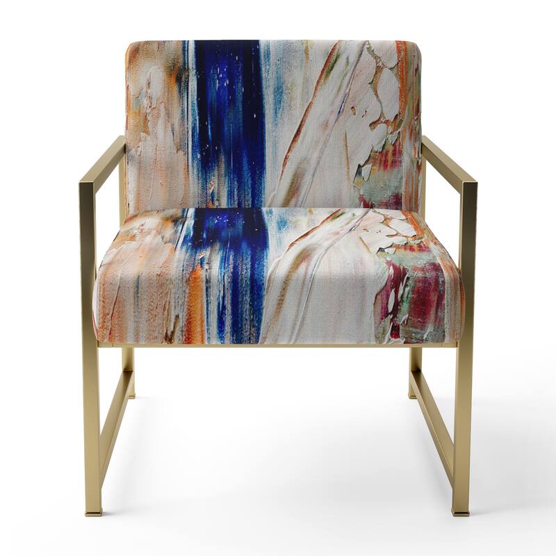 Designart "Colorful Abstract Painting Strokes II" Upholstered Modern Accent Chair and Arm Chair
