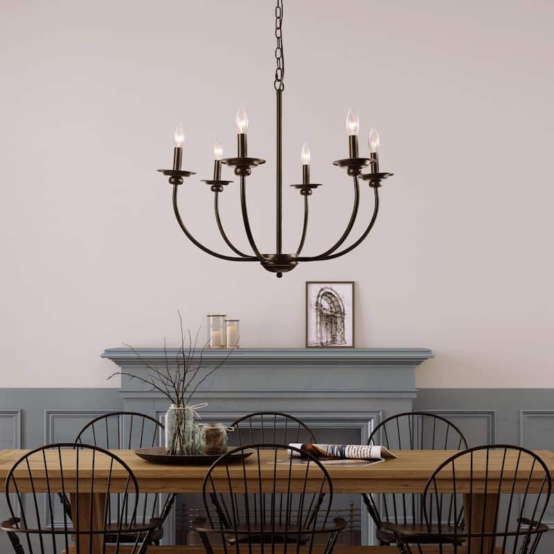 Modern Farmhouse 9-Light Classic Black Chandelier for Dining Room