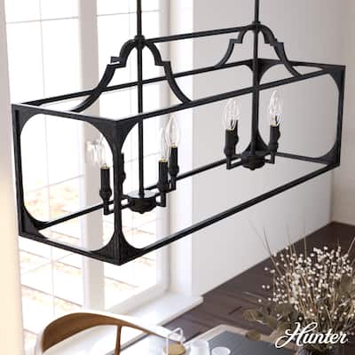 Hunter Highland Hill 8-Light Linear Chandelier - Dining Room Table - Farmhouse, Rustic