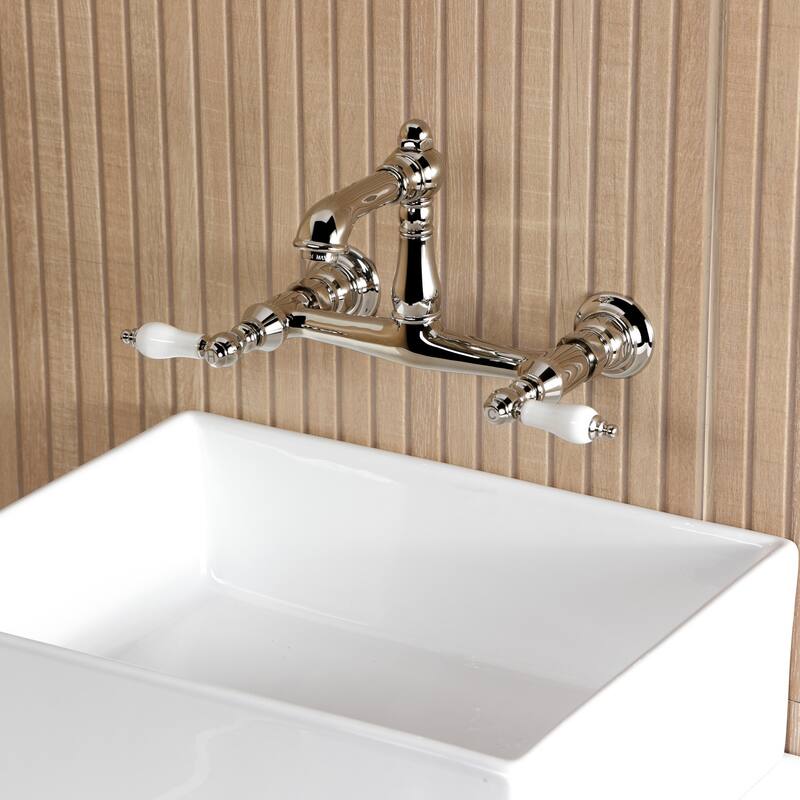Kingston Brass English Country Two-Handle 2-Hole Wall Mount Bathroom Faucet
