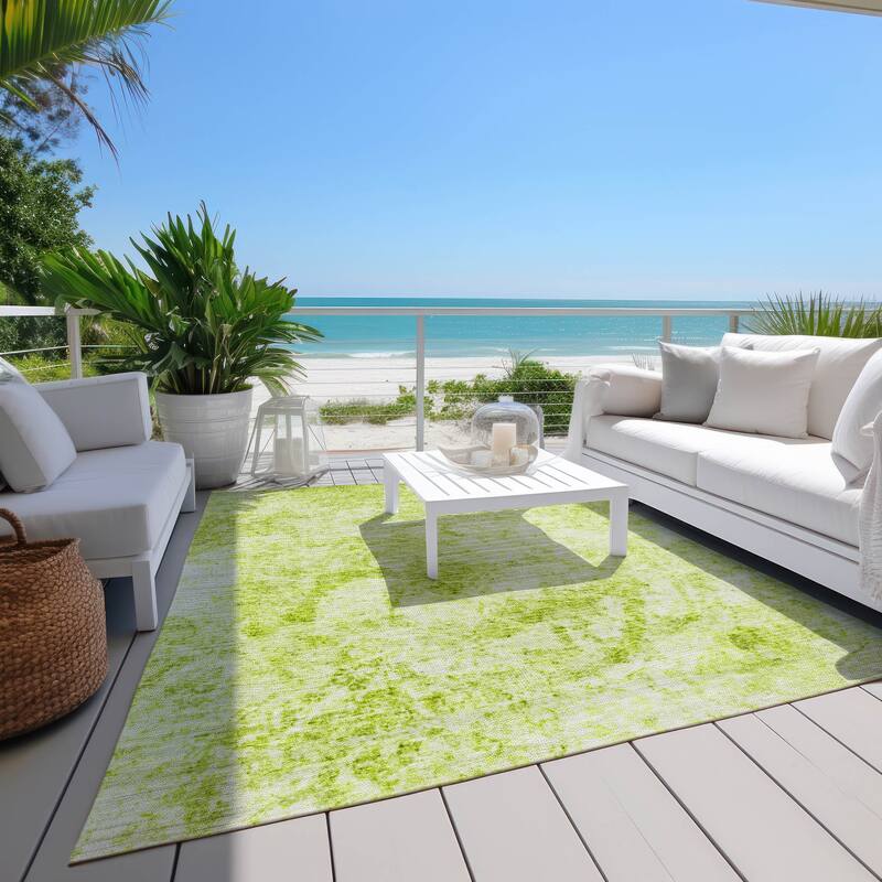Machine Washable Indoor/ Outdoor Abstract Solid Chantille Rug - 3' x 5' - Aloe