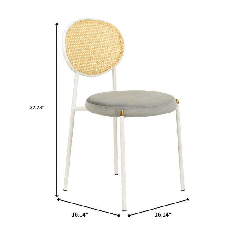 Leisuremod Euston Modern Dining Chair Upholstered Velvet or Leather Seat Wicker Back Accent Chair for Home Living Room & Kitchen