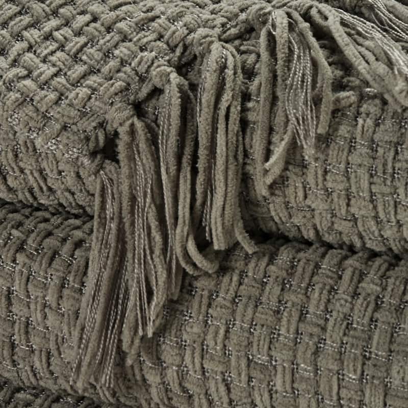 Mina Victory Lifestyle Woven Chenille 50" x 60" White Indoor
