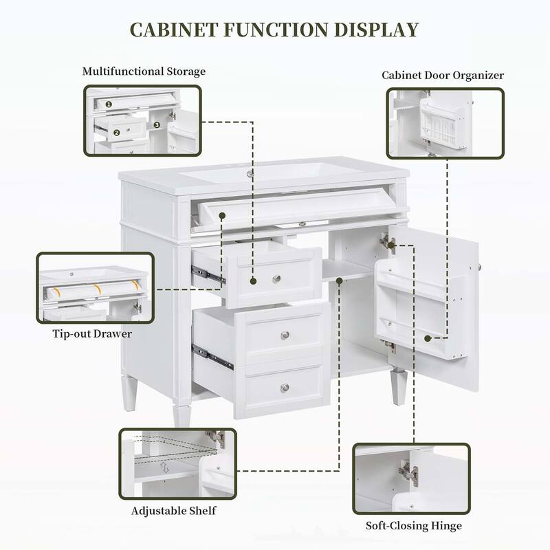 36'' Bathroom Vanity with Top Sink