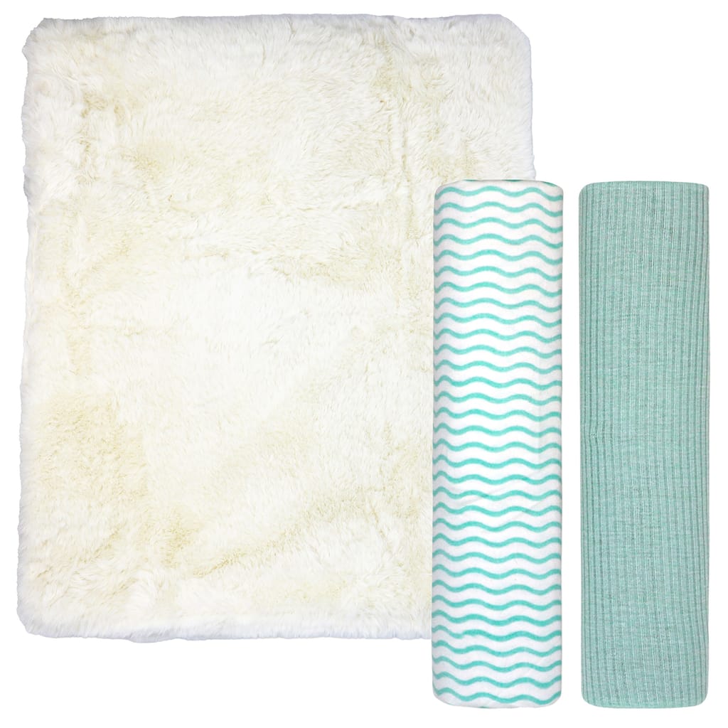Baby Boys and Baby Girls Long Plush 3 Piece Baby Blanket Gift Set