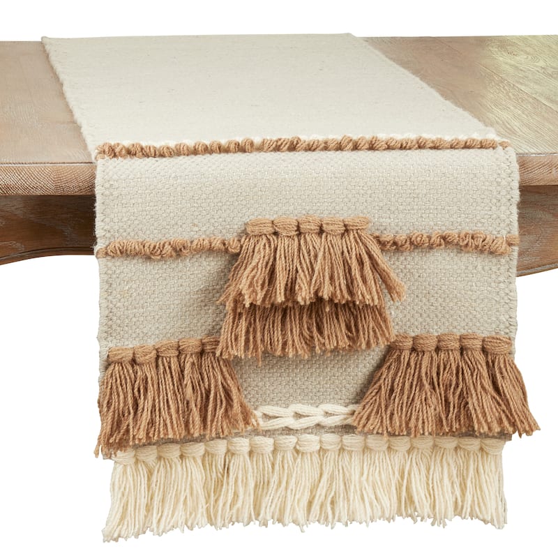 Textured Table Runner With Boho Design - 16"x72"