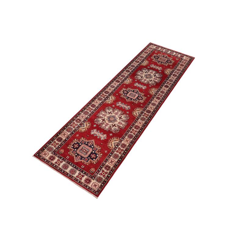 Tribal Super Kazak Nala Red/Beige Hand Knotted Wool Runner - 2'9'' x 9'8''