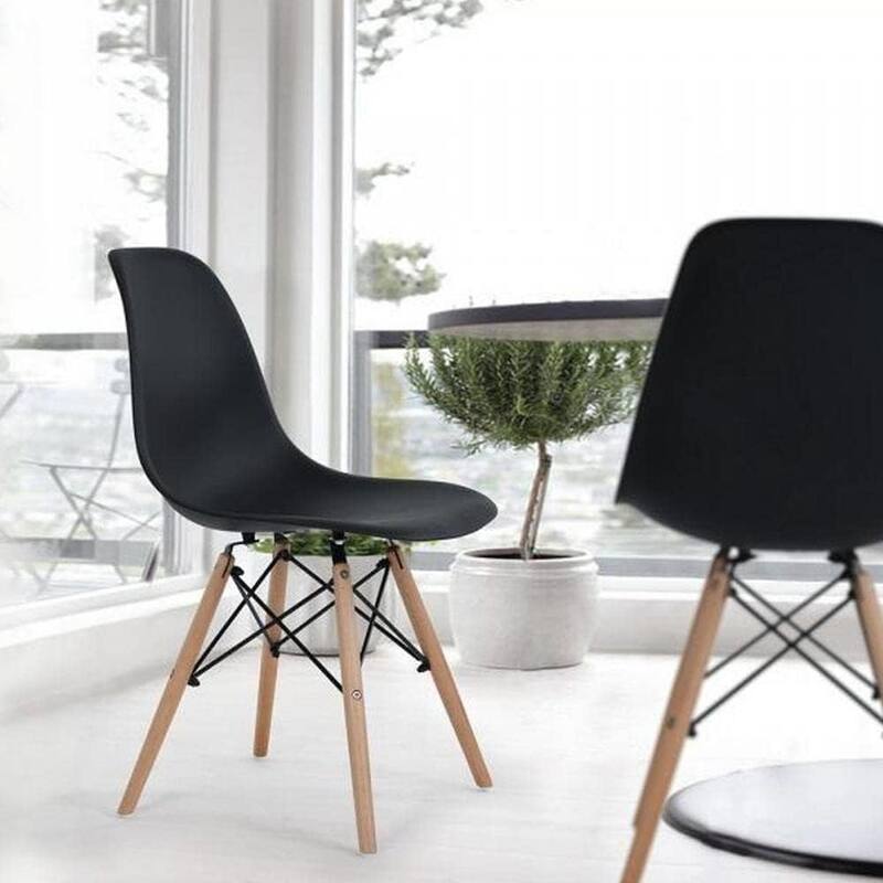 Modern Eiffel Dining Chair in Wood Base (Set of 4)