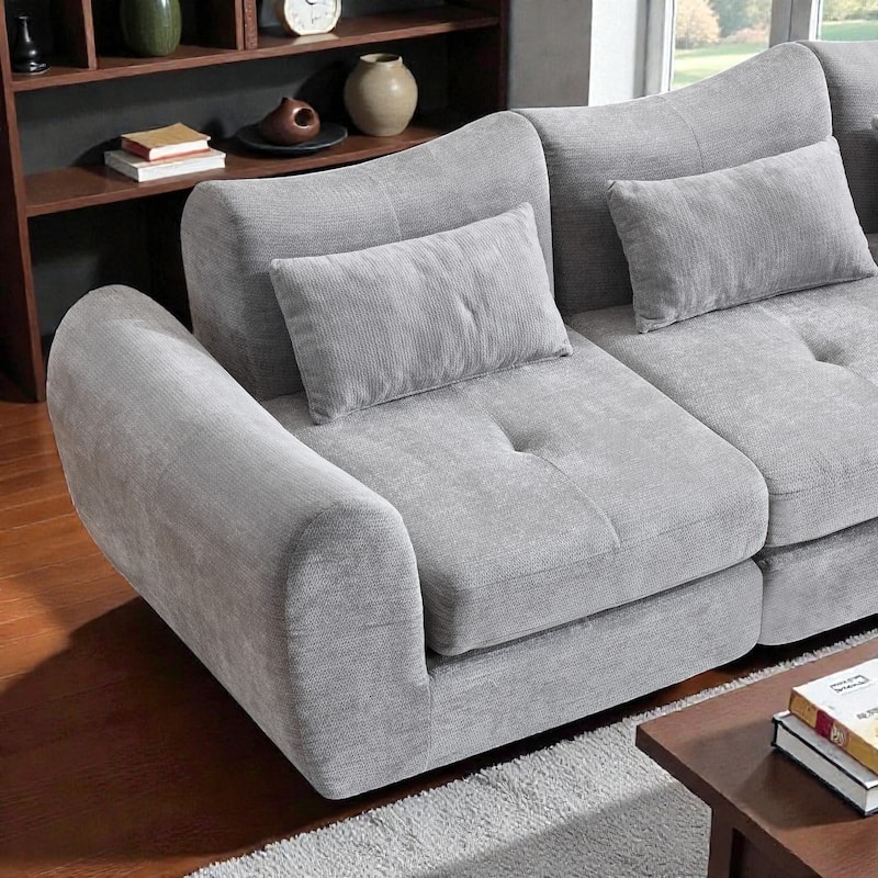 Modular Cloud Sofa, Convertible Folding Sofa Bed, 3-Seat Cushioned Sectional Couch for Living Room Bedroom