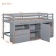 preview thumbnail 5 of 11, Twin Size Low Loft Bed with 4 Storage Drawers, Underneath Cabinet and Shelves, Wooden Bedframe with Ladder for Kids, Gray