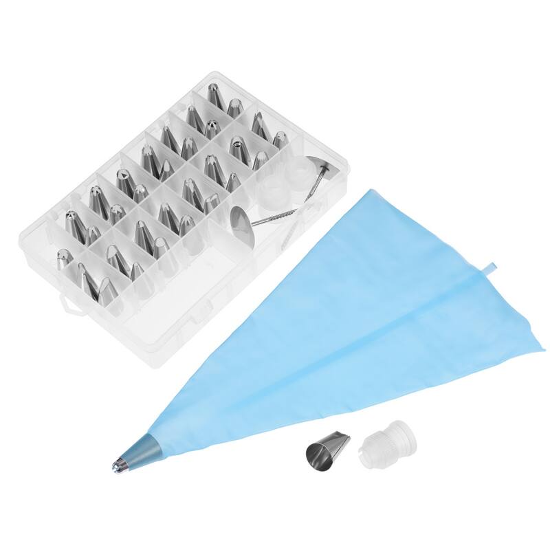 Cake Decorating Kits Supplies w 32 Cake Decorating Tips 1 Pastry Bag - Silver Tone