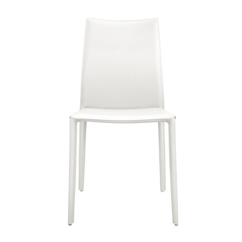 Lynda Mid-Century Modern Bonded Leather Dining Chair - Off-White