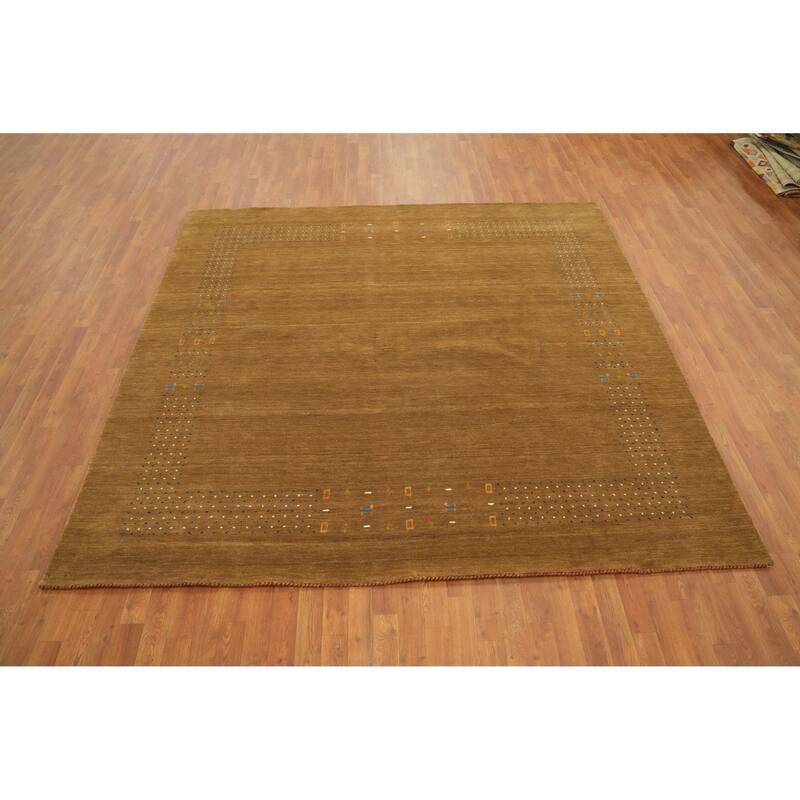 Hand Knotted Oriental 100% Wool Carpet Tribal Animal Pictorial Brown Gabbeh Area Rug - 8' 1'' X 8' 5''