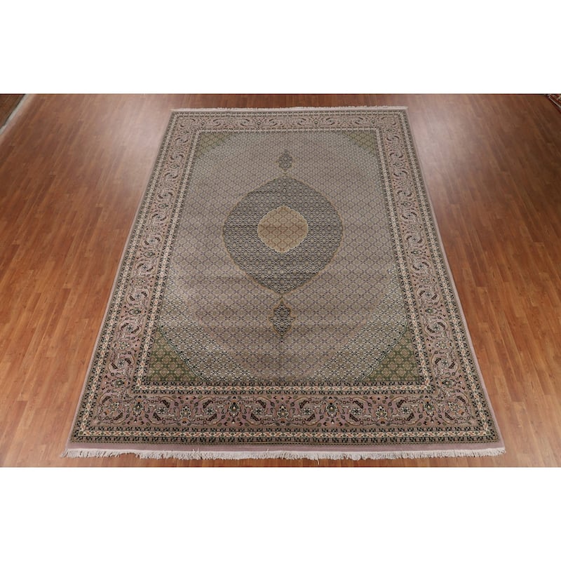 Traditional Gray Kashan Turkish Area Rug Machine Made Floral Carpet - 9'9" x 13'1"