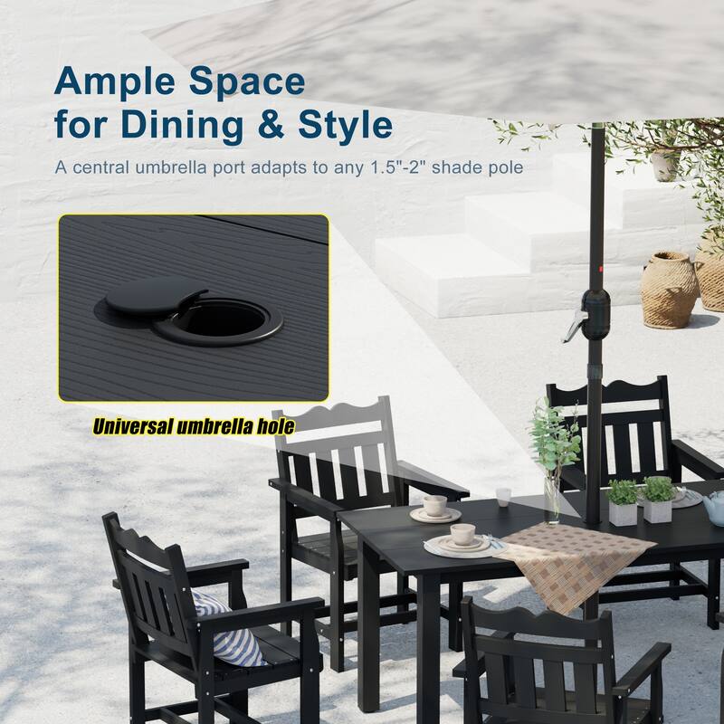 HIPS Outdoor Dining Set, Ergonomic Patio Chairs and Table(Set of 7)