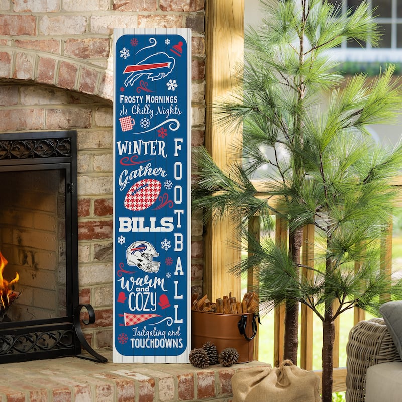 47" Double Sided Seasonal Porch Leaner, Buffalo Bills - 47" x 11.25" - Winter