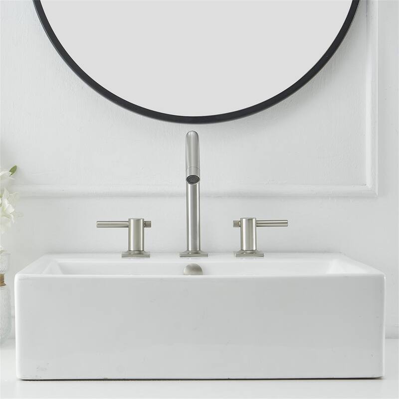 8 Inch Widespread Bathroom Sink Faucet with Drain Assembly Brass Modern 3 Hole Bathroom Basin Vanity Faucets