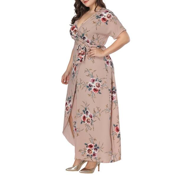 Shop Qzunique Women S Plus Size Floral Print Boho Long Dresses V