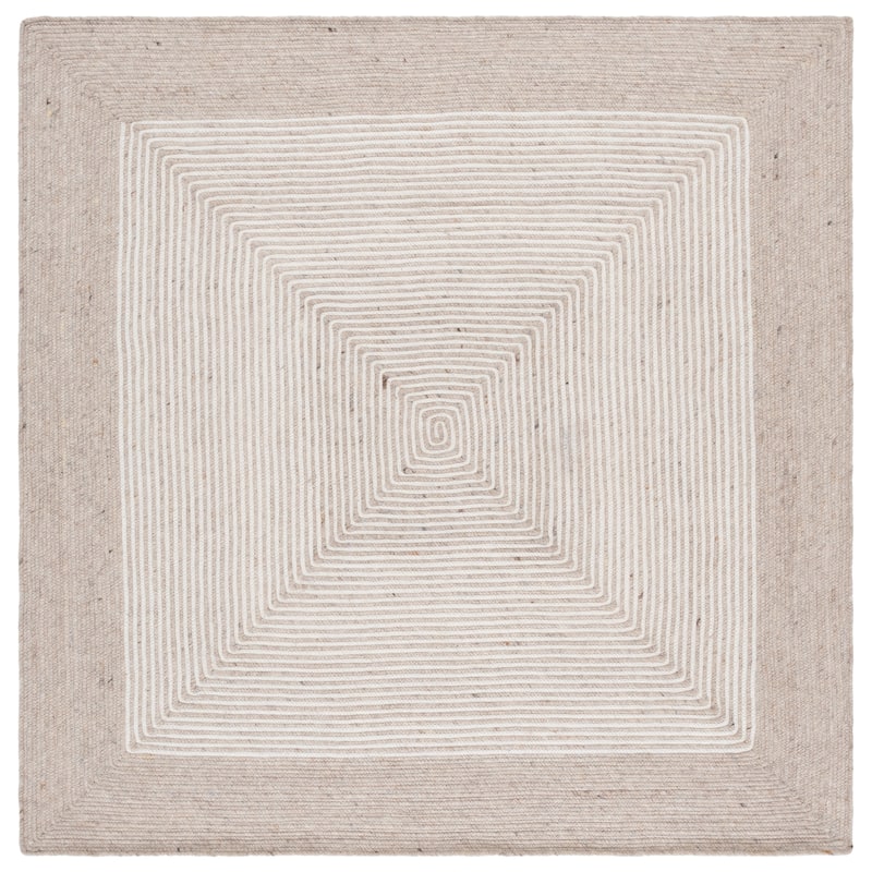SAFAVIEH, Handmade Braided Nesrin Wool Rug - 3' Square - Beige/Ivory