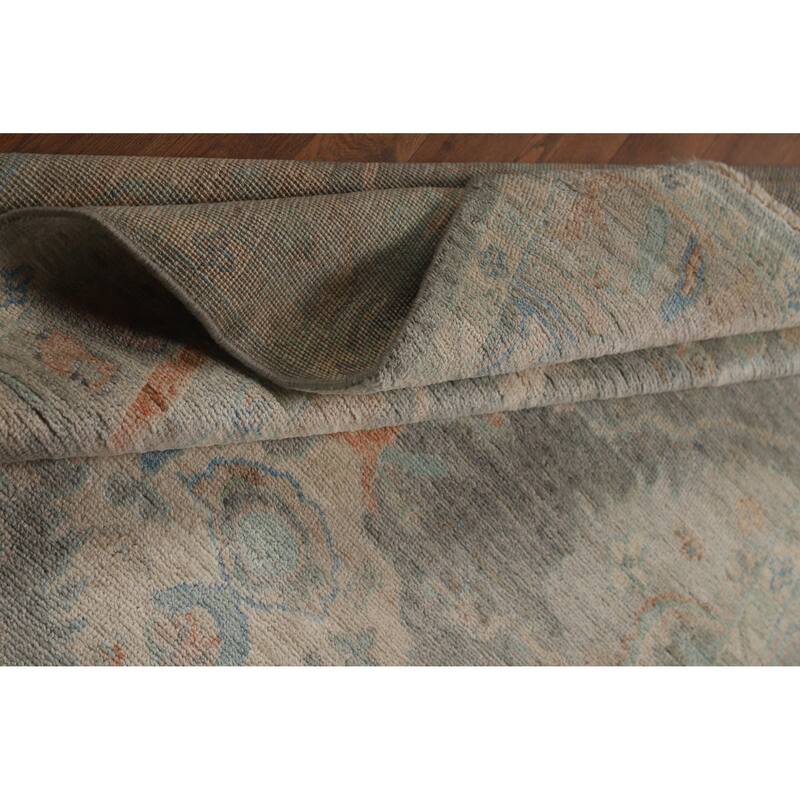 Hand Knotted Oriental 100% Wool Carpet Transitional All-Over Greys & Charcoal Oushak Area Rug - 6' 10'' X 5' 0''