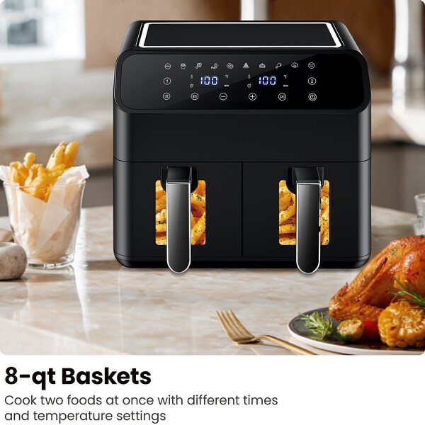 Air Fryer with 2 Baskets, 8 QT Dual Basket AirFryer with Clear Air Fryer with 2 Baskets, 8 QT Dual Basket AirFryer with Clear