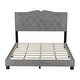 preview thumbnail 11 of 40, Elegant Velvet Queen Bed with Tufted Headboard and Rivet Trim