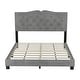 preview thumbnail 25 of 40, Queen Size Velvet Platform Bed with Tufted Headboard and Rivet Design