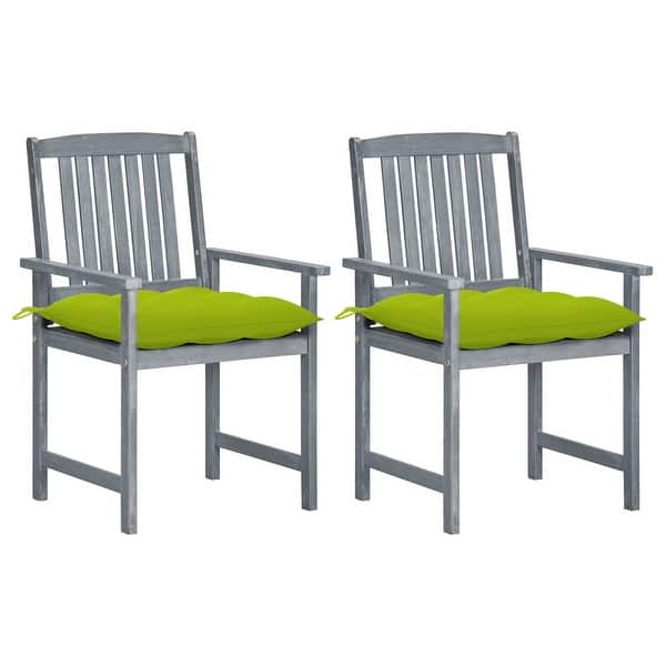 Patio Chairs with Cushions 2 pcs Gray Solid Acacia Wood 38283039