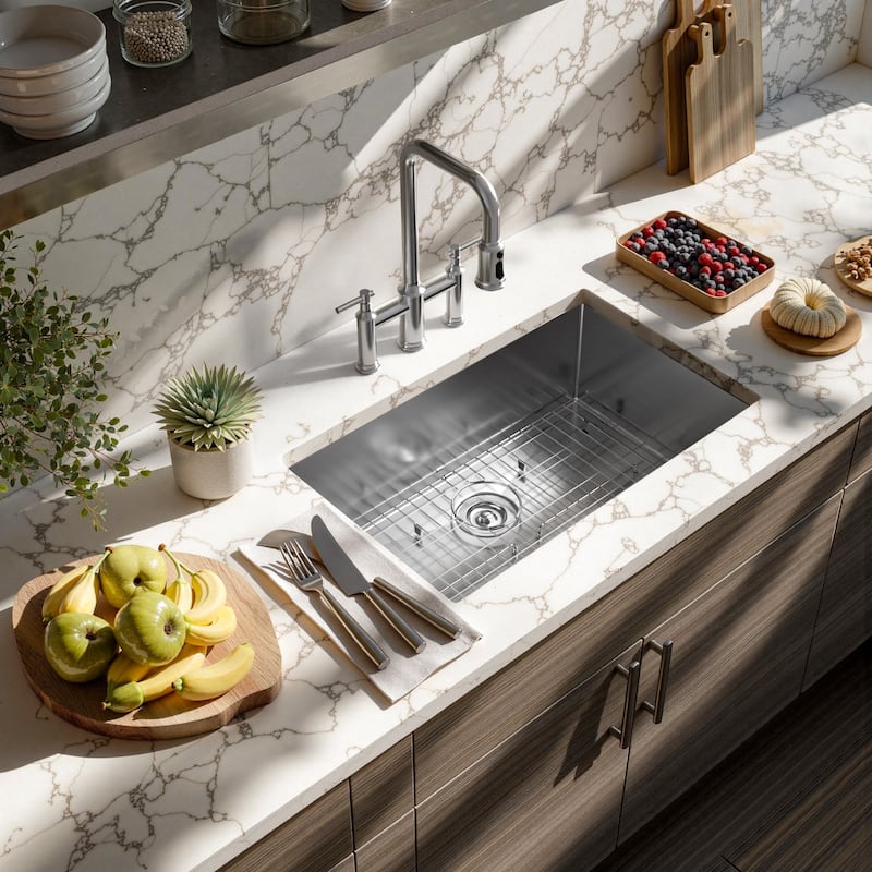 WOWOW Drop-In/Undermount Single Bowl Kitchen Sink