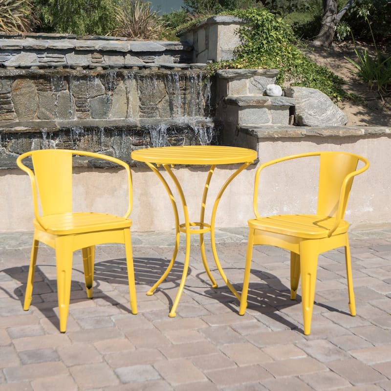 Roomfitters 3-Piece Metal Bistro Set, Outdoor Patio Table and Chairs for Garden, Balcony or Deck