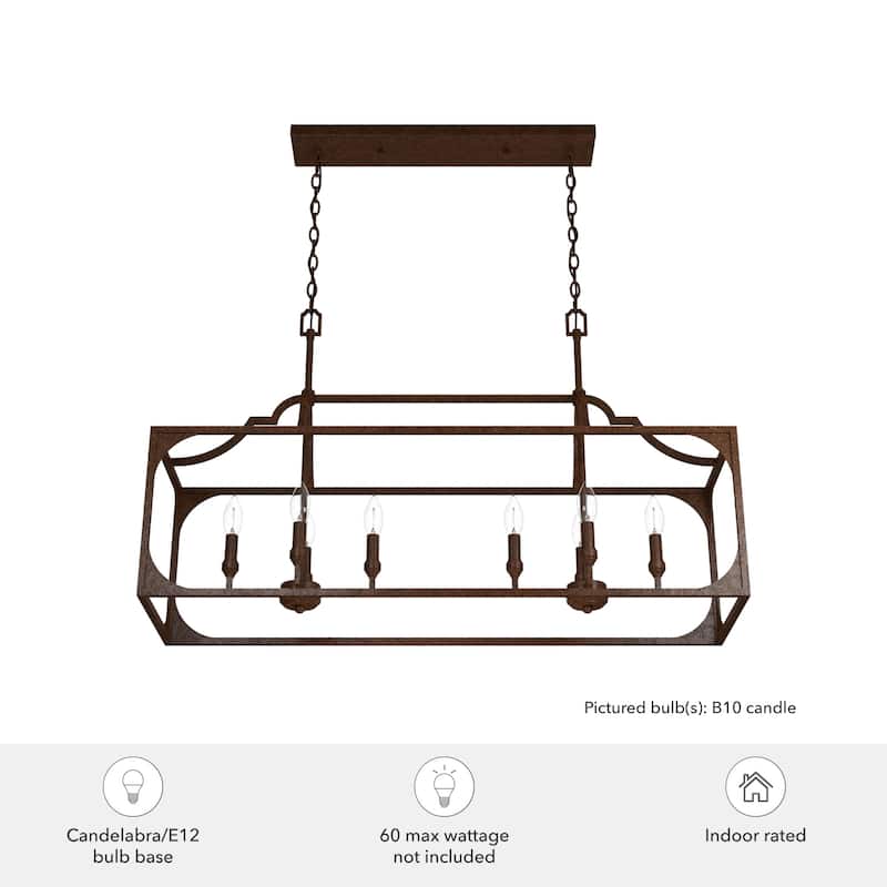 Hunter Highland Hill 8-Light Linear Chandelier - Dining Room Table - Farmhouse, Rustic