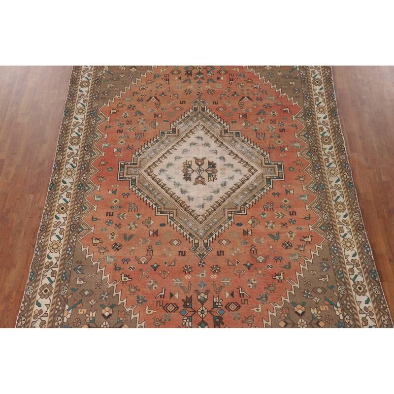 Tribal Bakhtiari Persian Vintage Area Rug Hand-Knotted Wool Carpet - 6'9"x 10'4"