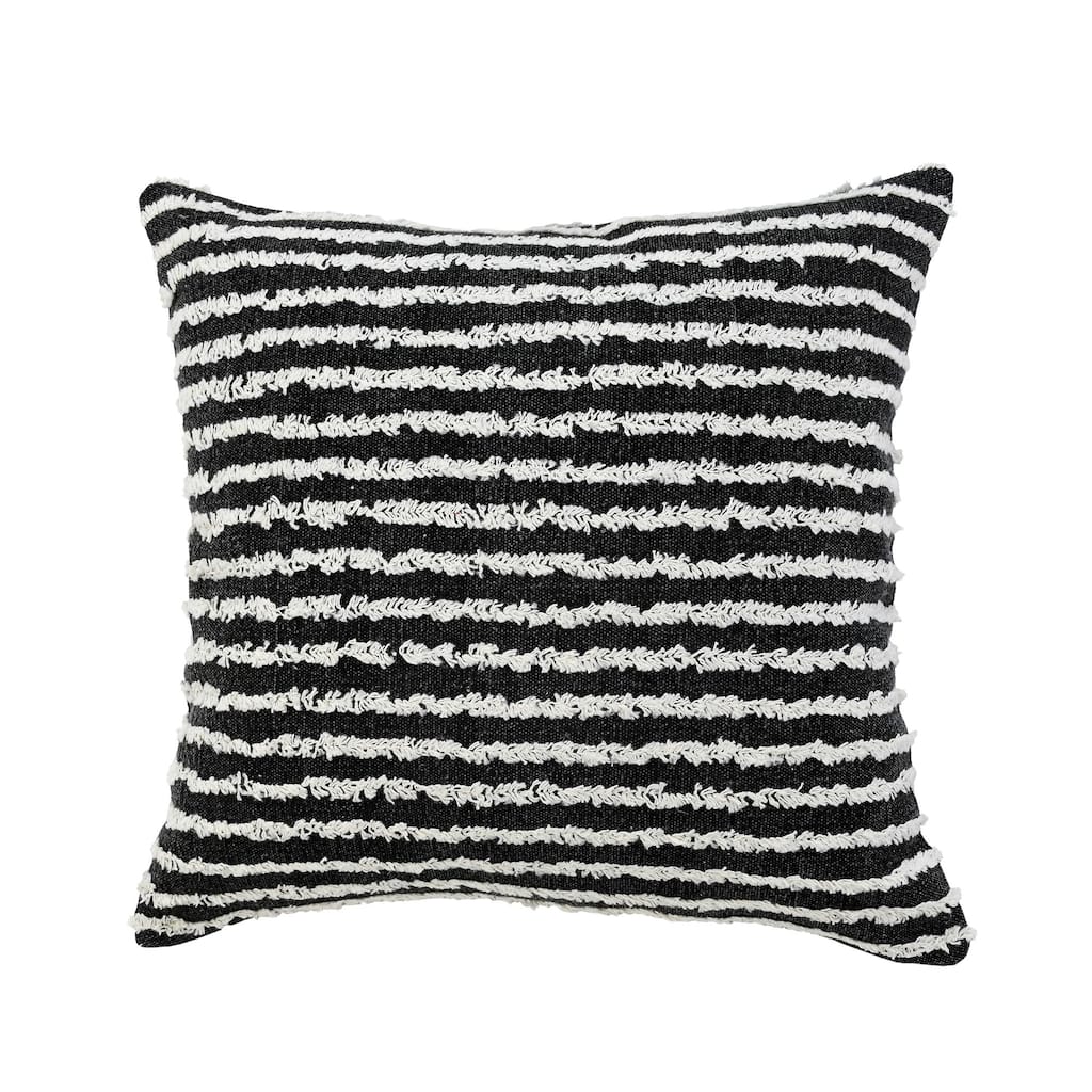 20" Black and Beige Wispy Ways Square Throw Pillow